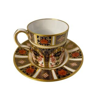 Royal Crown Derby Old Imari 1128 Tea Cup and Saucer Set English Bone China